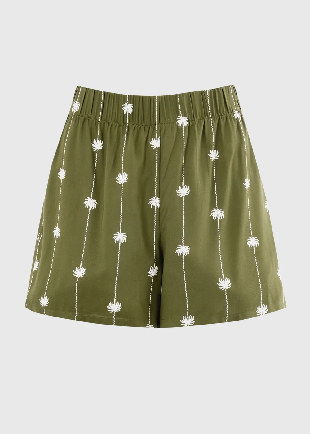 Papaya Petite Khaki Palm Tree Elasticated Shorts - 6 Image 4