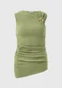 Olive Textured Asymmetric Sleeveless Co Ord Top - 8 Image 1