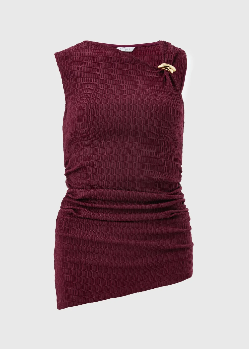 Berry Textured Asymmetric Sleeveless Co Ord Top - 10 Image 3