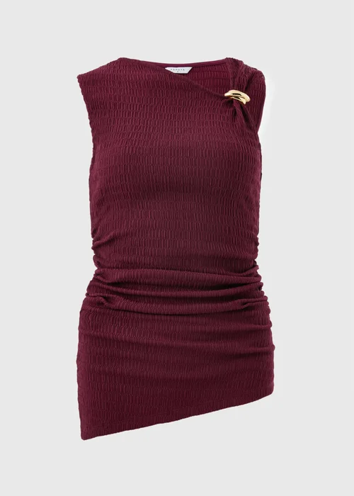 Berry Textured Asymmetric Sleeveless Co Ord Top - 10 Image 3