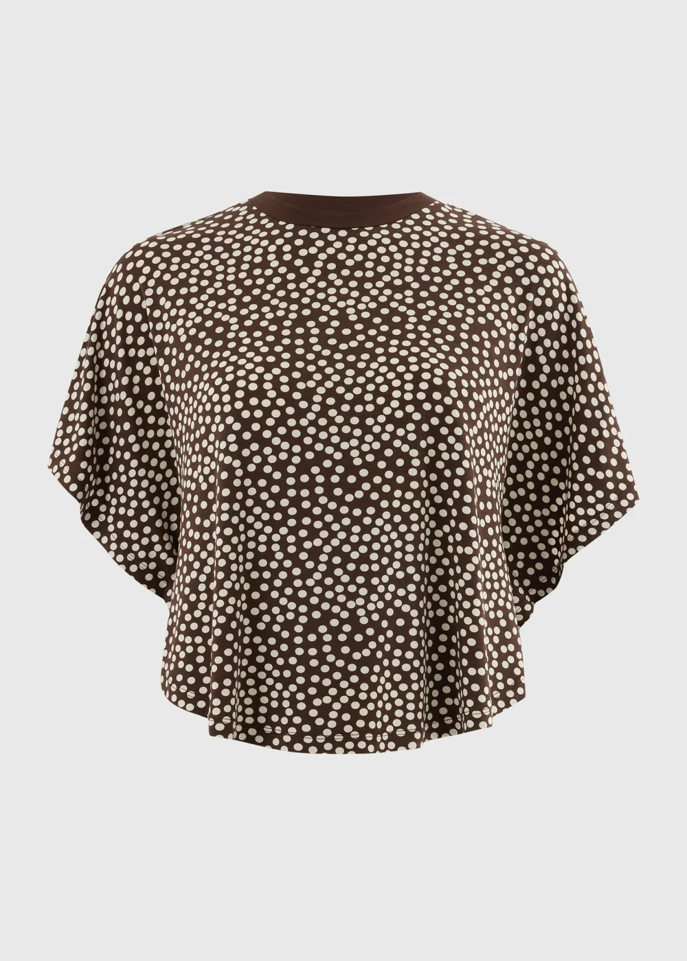 Chocolate Brown Spot Print Cape Sleeve Top - 8 Image 3