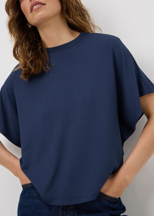 Navy Cape Sleeve Top - 8 Image 1