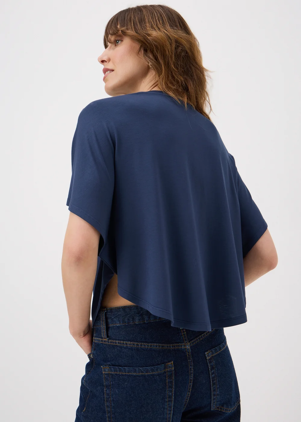 Navy Cape Sleeve Top - 8 Image 2