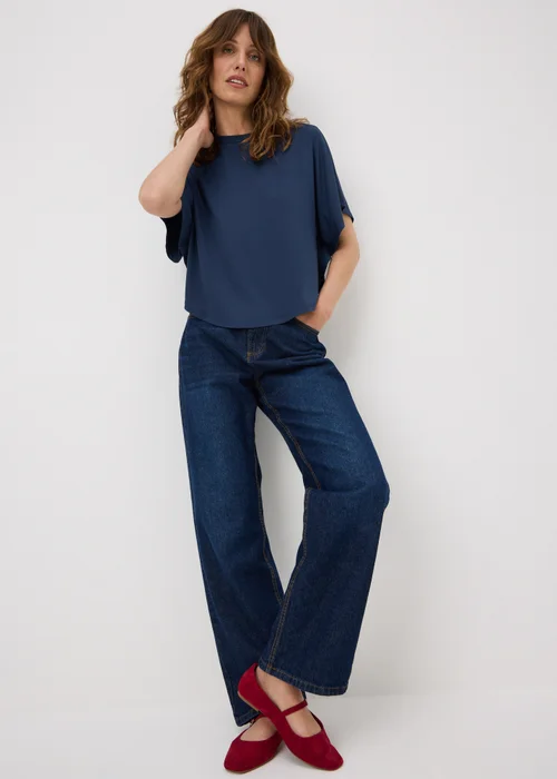Navy Cape Sleeve Top - 8 Image 3