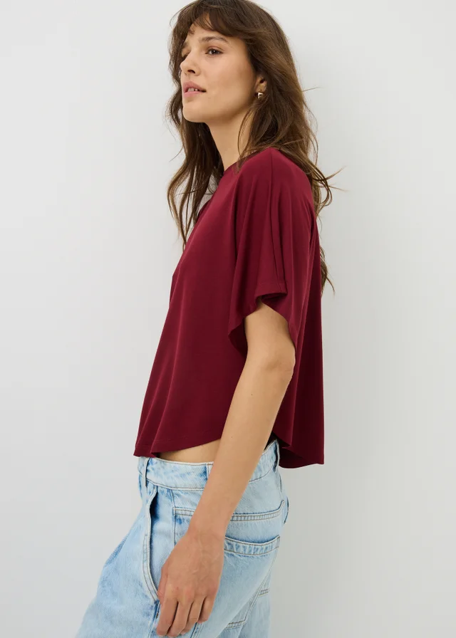 Burgundy Cape Sleeve Top