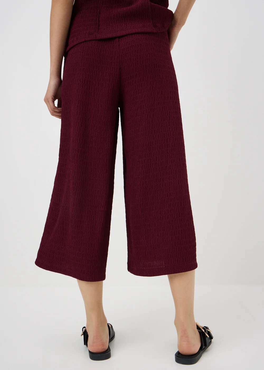 Berry Textured Culotte Co Ord Trousers - 8 Image 2