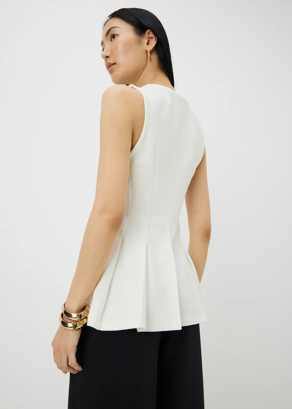 Cream Fit & Flare Vest Top - 8 Image 2