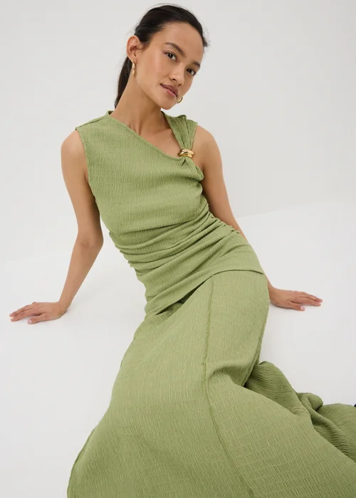 Olive Textured Jersey Co Ord Skirt - 8 Image 1