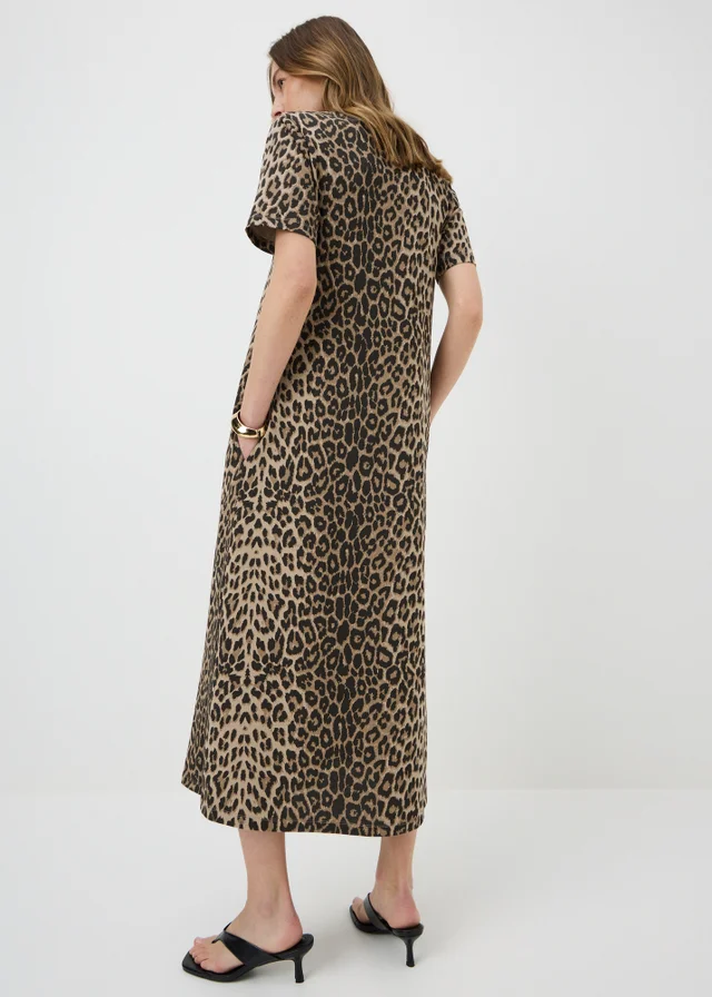 Brown Animal Print Midaxi T-Shirt Dress