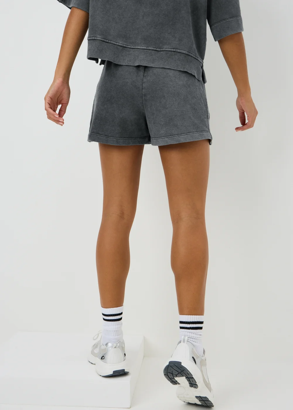 Charcoal Acid Wash Co Ord Jogging Shorts - XS Image 1