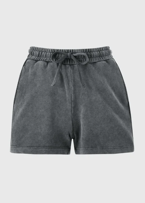 Charcoal Acid Wash Co Ord Jogging Shorts - XS Image 3