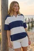 Roman Navy Collared Stripe T-Shirt - 10 Image 1