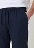Threadbare Navy Linen Blend Drawcord Trousers - L Image 4