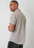 Threadbare Taupe Short Sleeve Linen Blend Shirt - M Image 2