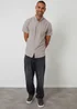 Threadbare Taupe Short Sleeve Linen Blend Shirt - M Image 3