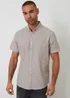 Threadbare Taupe Short Sleeve Linen Blend Shirt - M Image 1
