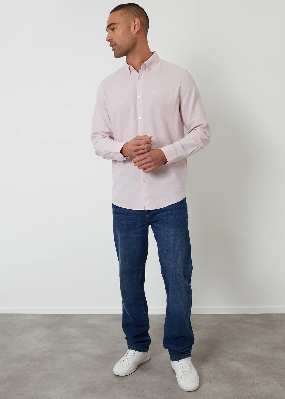 Threadbare Pale Pink Linen Blend Long Sleeve Shirt - XL Image 3