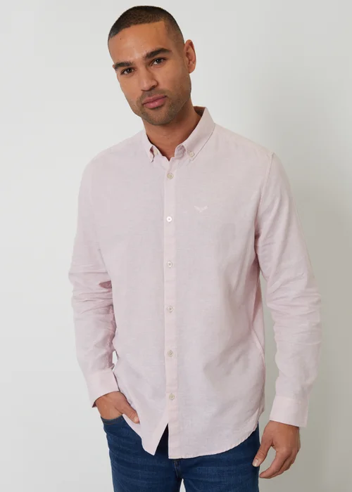 Threadbare Pale Pink Linen Blend Long Sleeve Shirt - XL Image 1