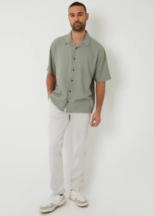 Threadbare Soft Green Linen Blend Revere Collar Short Sleeve Shirt - M Image 3