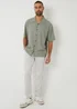 Threadbare Soft Green Linen Blend Revere Collar Short Sleeve Shirt - M Image 3