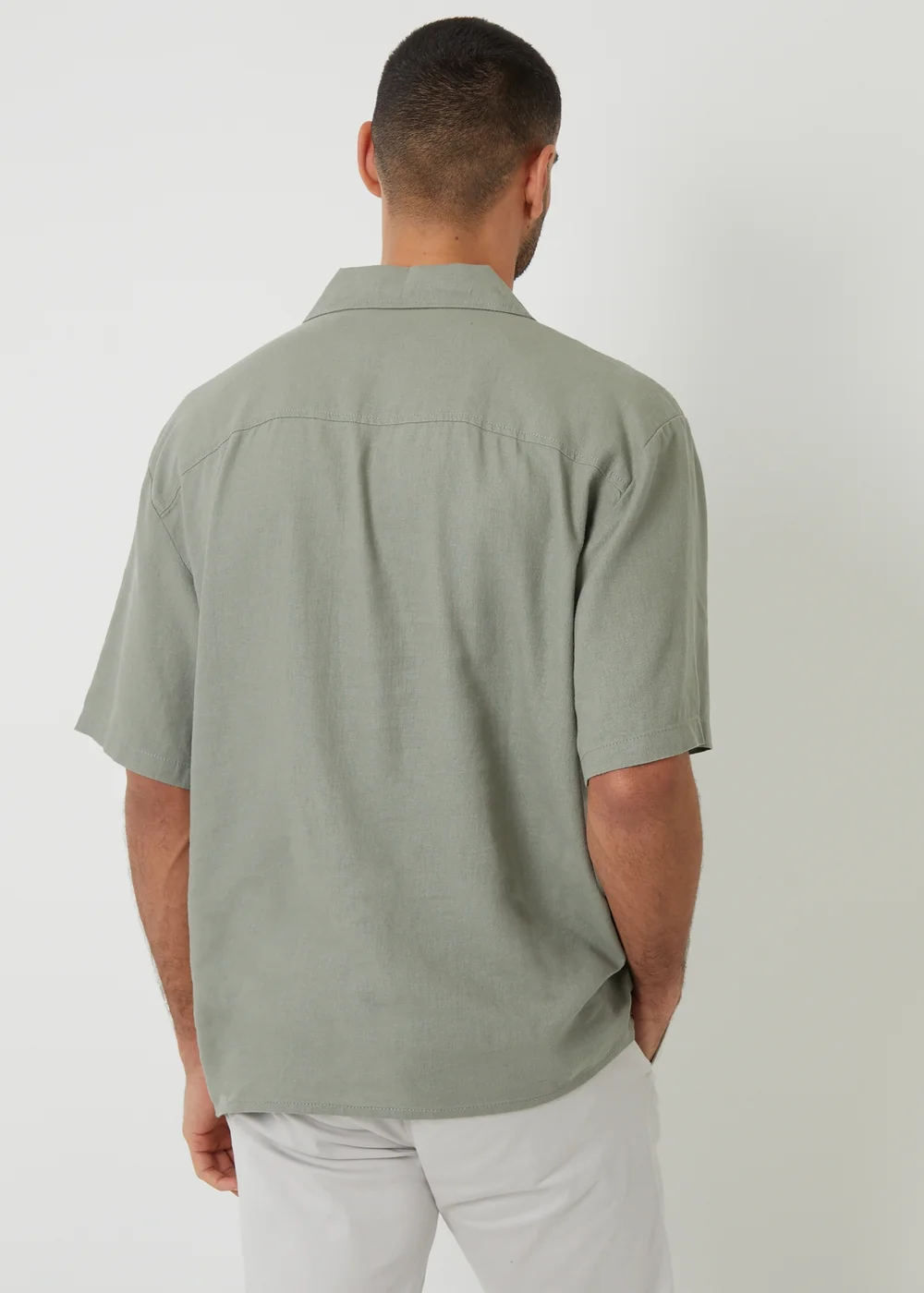 Threadbare Soft Green Linen Blend Revere Collar Short Sleeve Shirt - M Image 2