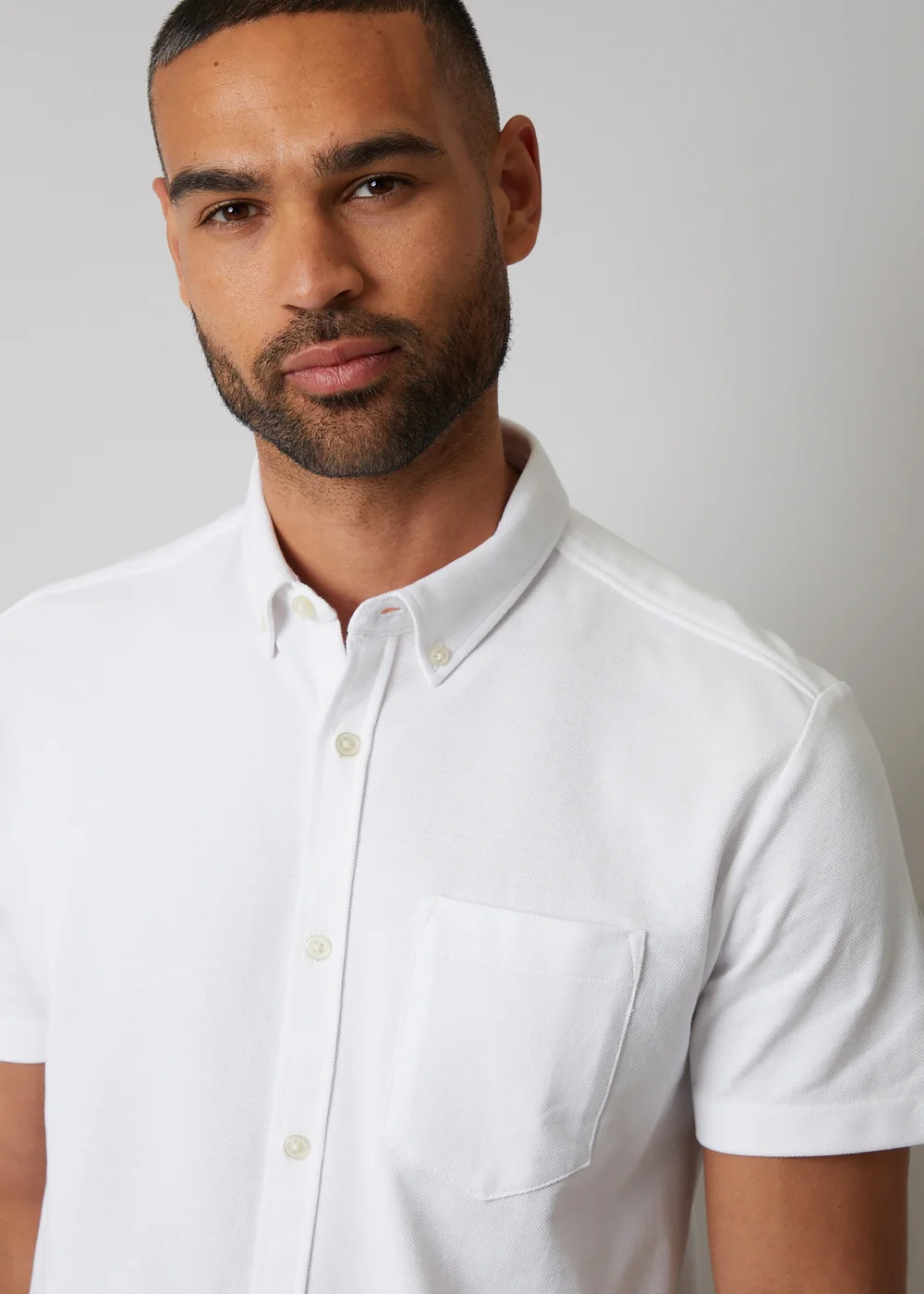 Threadbare White Cotton Pique Short Sleeve Shirt - M Image 4