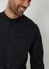 Threadbare Black Linen Blend Long Sleeve Grandad Collar Shirt - L Image 4