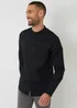 Threadbare Black Linen Blend Long Sleeve Grandad Collar Shirt - L Image 1