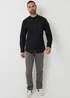 Threadbare Black Linen Blend Long Sleeve Grandad Collar Shirt - L Image 3