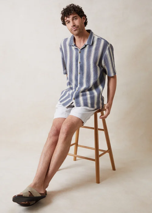 Threadbare Blue Crochet Relaxed Fit Short Sleeve Shirt - L Image 2