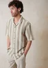 Threadbare Stone Crochet Relaxed Fit Short Sleeve Shirt - S Image 3