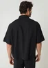 Threadbare Black Boxy Fit Linen Blend Short Sleeve Shirt - L Image 2