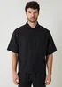 Threadbare Black Boxy Fit Linen Blend Short Sleeve Shirt - L Image 5