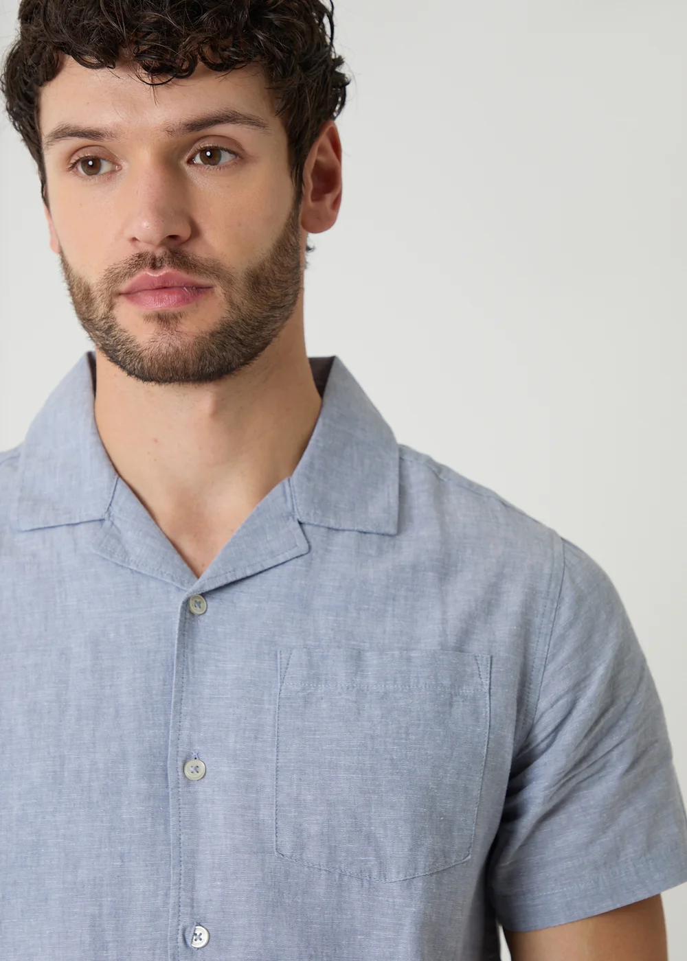 Threadbare Blue Linen Cotton Blend Short Sleeve Shirt - XL Image 4