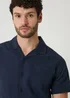 Threadbare Navy Linen Cotton Blend Short Sleeve Shirt - S Image 4