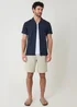 Threadbare Navy Linen Cotton Blend Short Sleeve Shirt - S Image 3