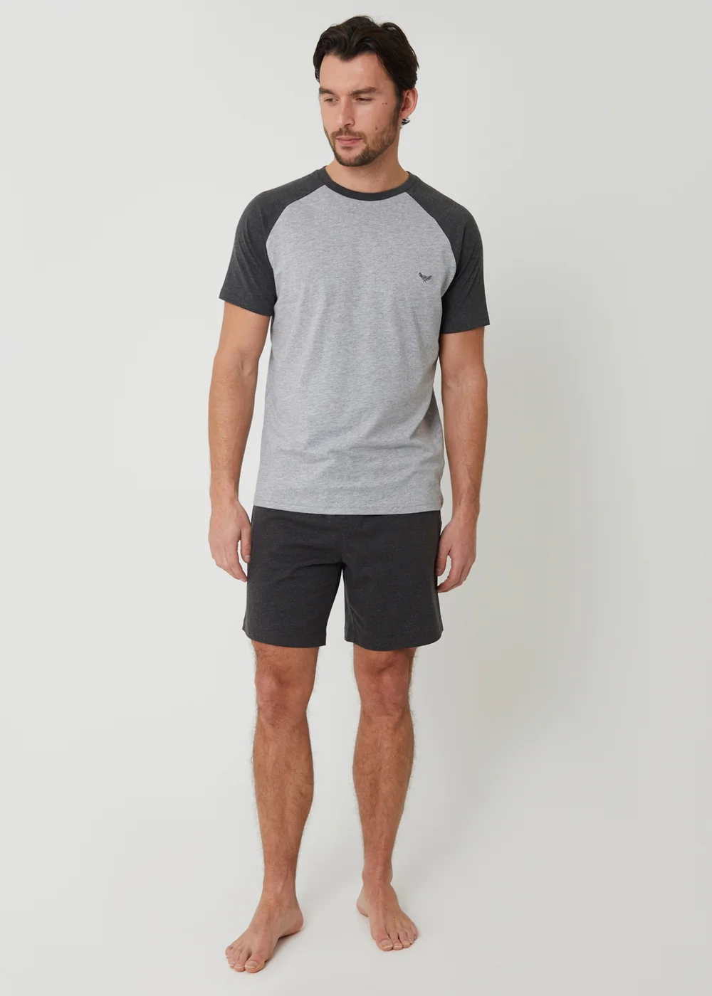 Threadbare Grey Raglan Short Sleeve Top & Shorts Lounge Set - M Image 3