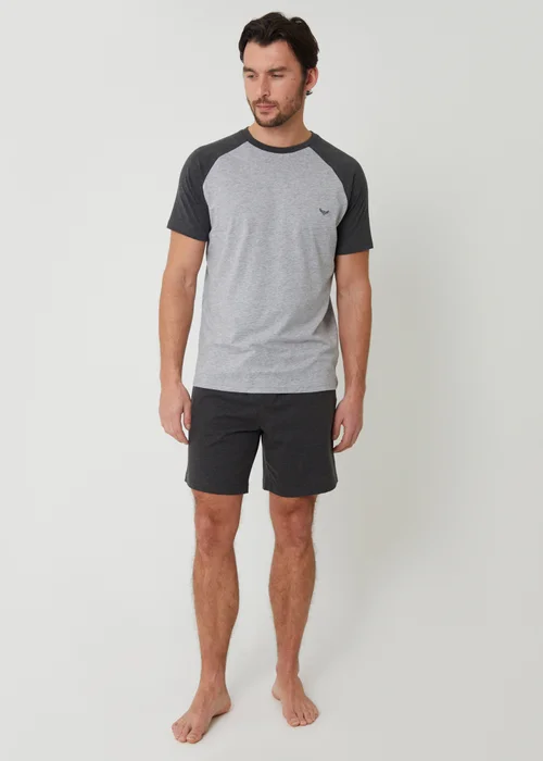 Threadbare Grey Raglan Short Sleeve Top & Shorts Lounge Set - M Image 3