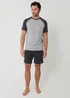 Threadbare Grey Raglan Short Sleeve Top & Shorts Lounge Set - M Image 3