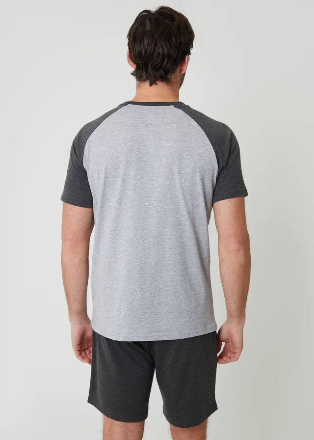 Threadbare Grey Raglan Short Sleeve Top & Shorts Lounge Set