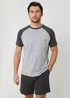Threadbare Grey Raglan Short Sleeve Top & Shorts Lounge Set - M Image 1