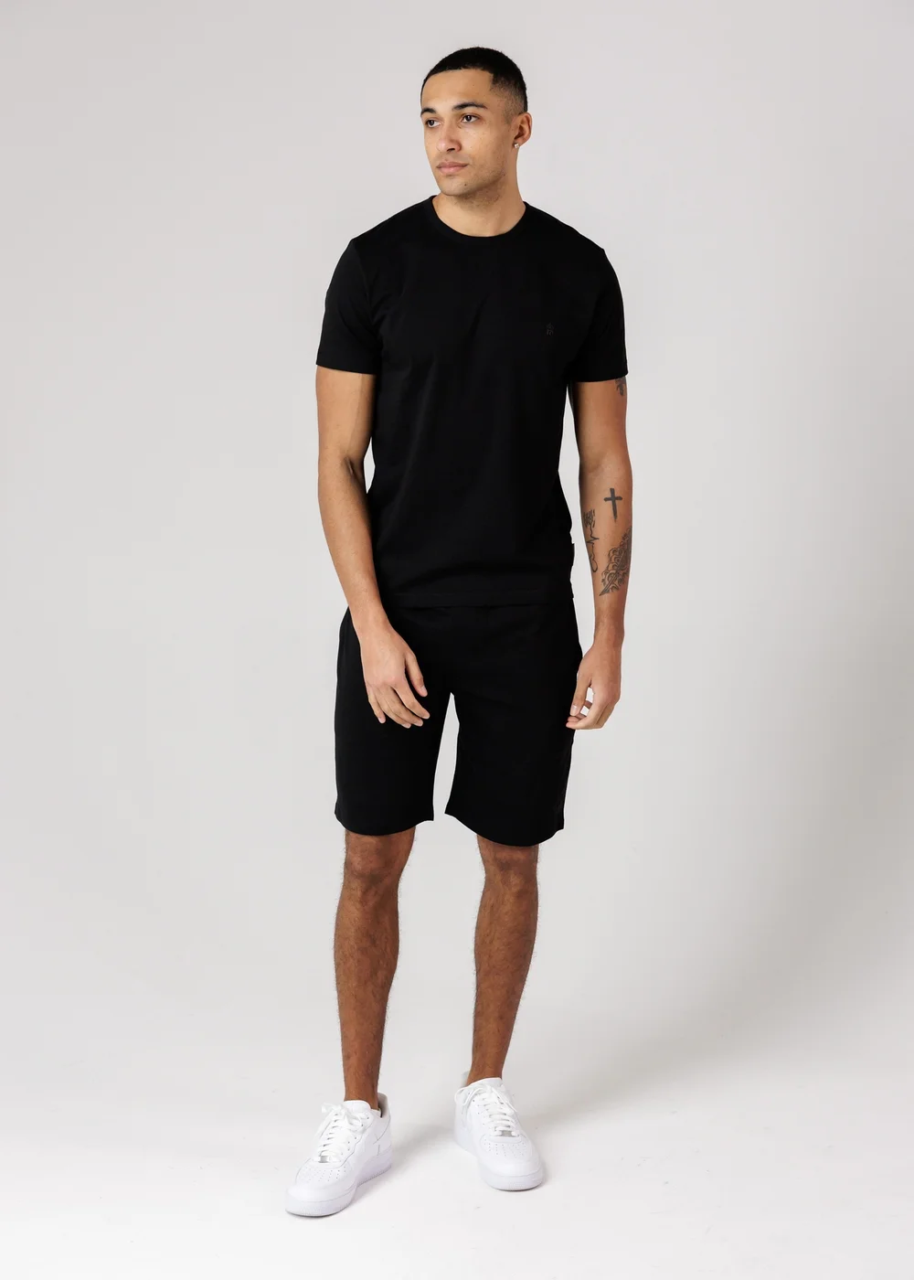 French Connection Black Cotton T-Shirt & Shorts Co Ord Set - L Image 3