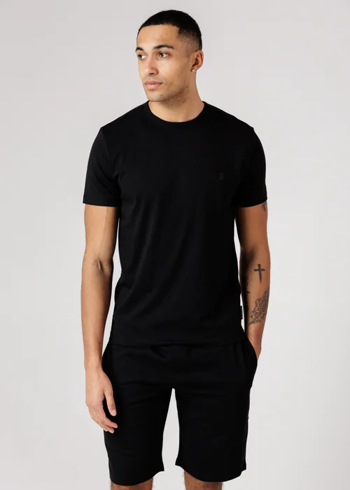French Connection Black Cotton T-Shirt & Shorts Co Ord Set - L Image 1