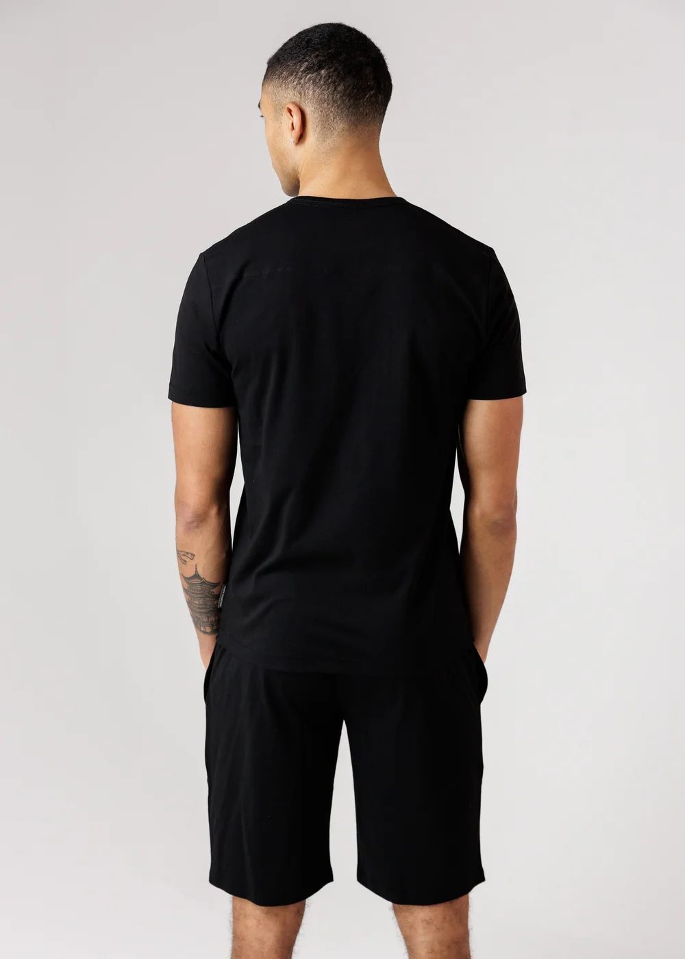 French Connection Black Cotton T-Shirt & Shorts Co Ord Set - L Image 2