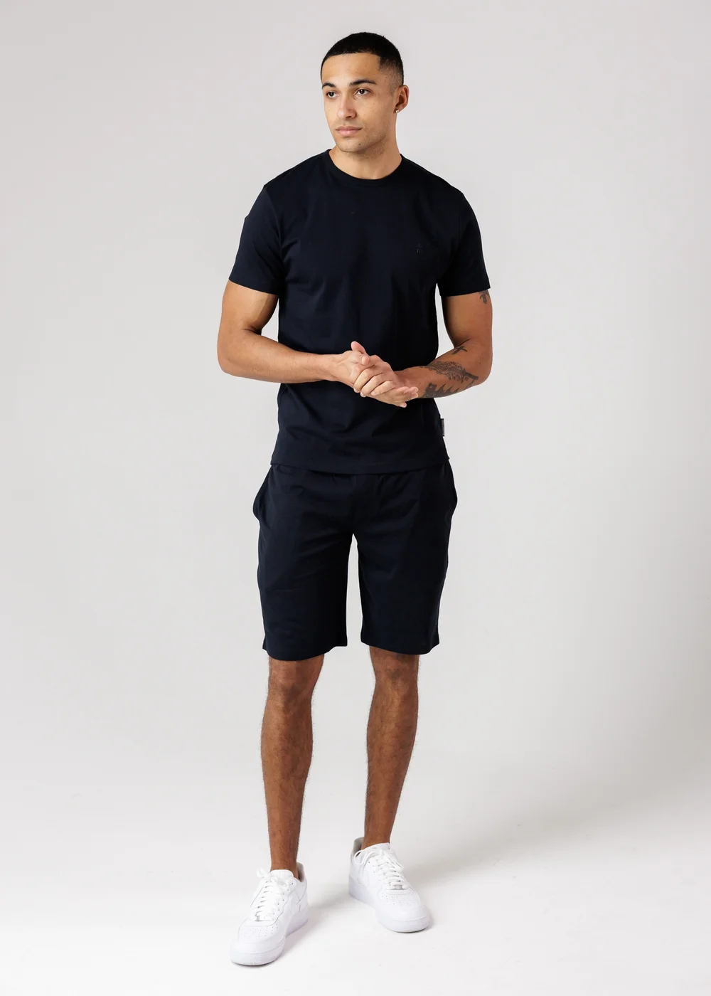French Connection Navy Cotton T-Shirt & Shorts Co Ord Set - XL Image 4