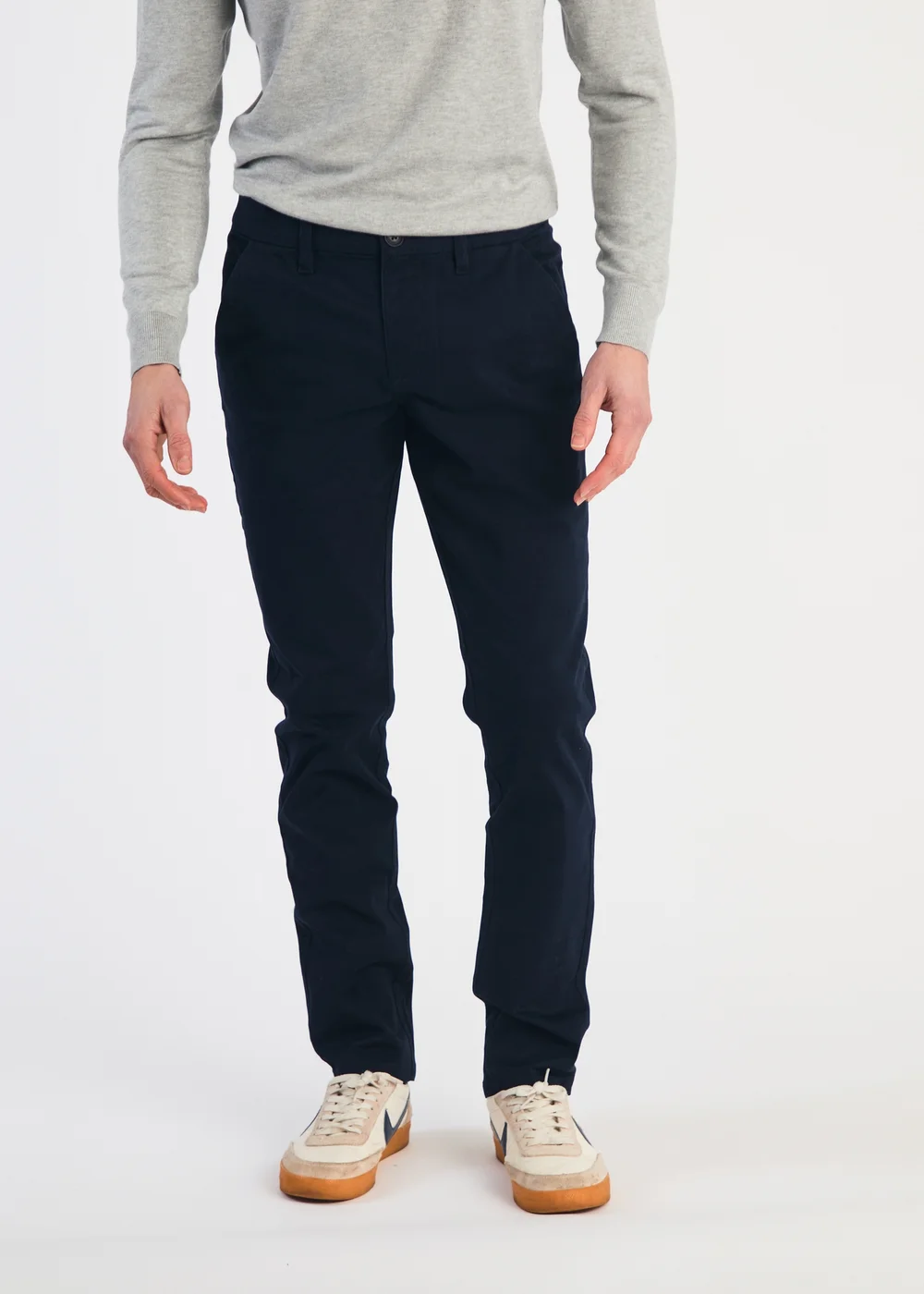 French Connection Navy Cotton Relaxed Fit Chino Trousers - M Image 1