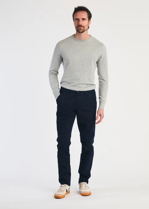 French Connection Navy Cotton Relaxed Fit Chino Trousers - M Image 4
