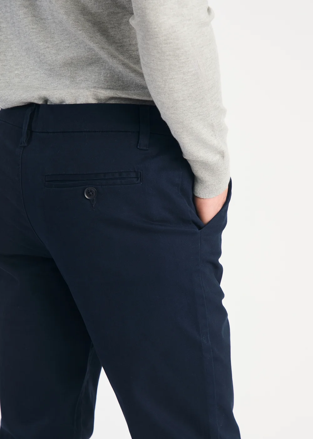 French Connection Navy Cotton Relaxed Fit Chino Trousers - M Image 3