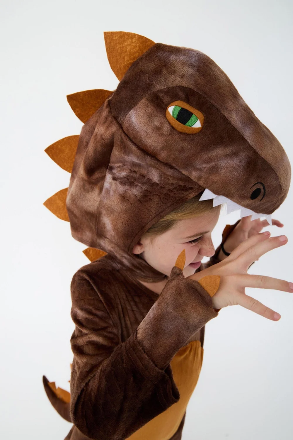 Vanilla Underground Kids Brown T-Rex Dinosaur Costume (3 -10 Years) - 4-6 Yrs Image 4