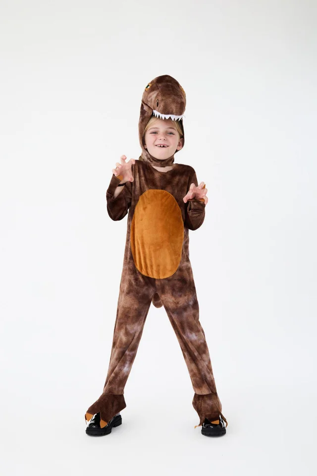 Vanilla Underground Kids Brown T-Rex Dinosaur Costume (3 -10 Years)
